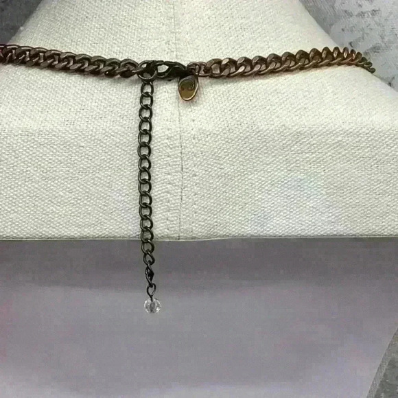 Gunmetal White and Turquoise Color - Circular Stone Necklace Blue - Picture 2 of 2